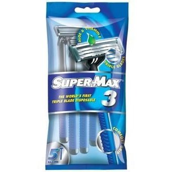 SUPERMAX TRIPLE BLADE DISPOSABLE RAZORS- 5PK