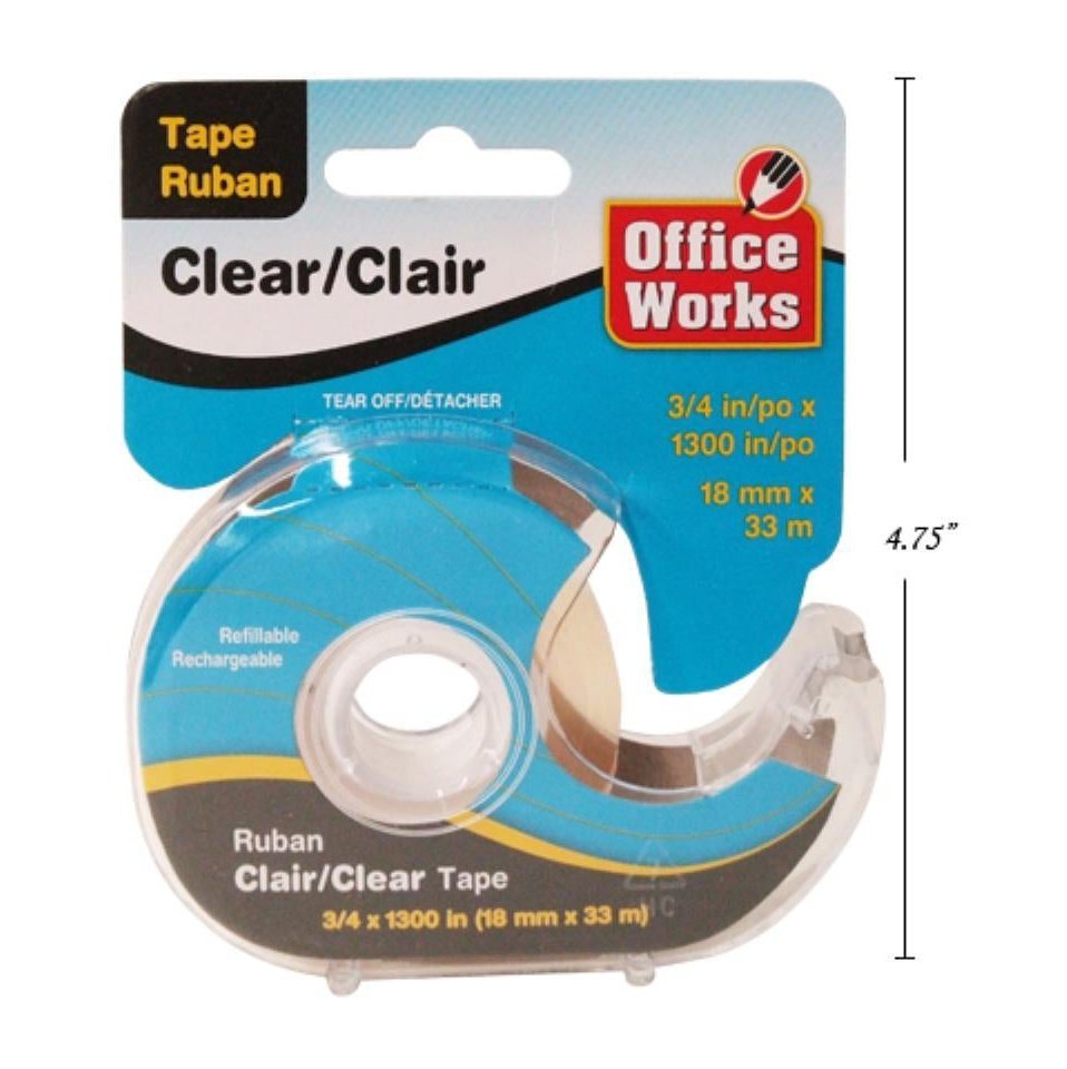 O.WKs. Clear Tape w/Dispenser