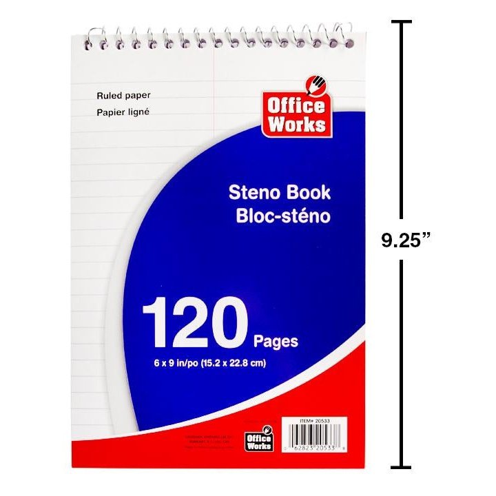 O.WKs. 120-page 6"x9" Steno Bo