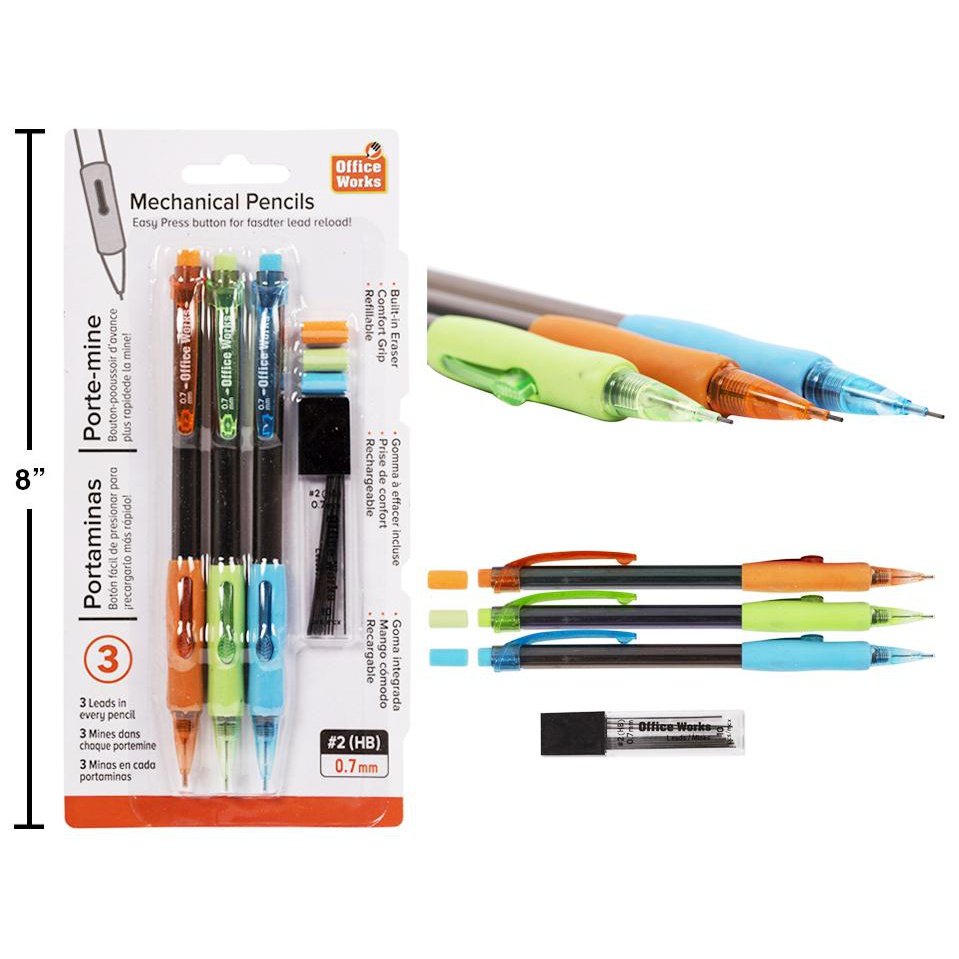office works mech pencils 3pk