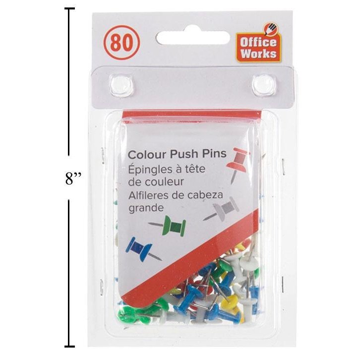 office works push pins 80pk