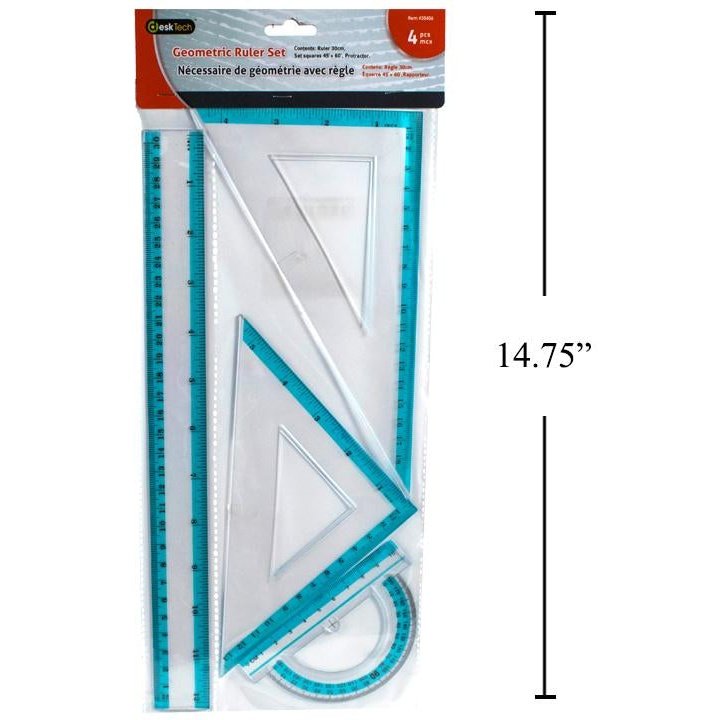 Desk Tech 4pc Geometric Ruler