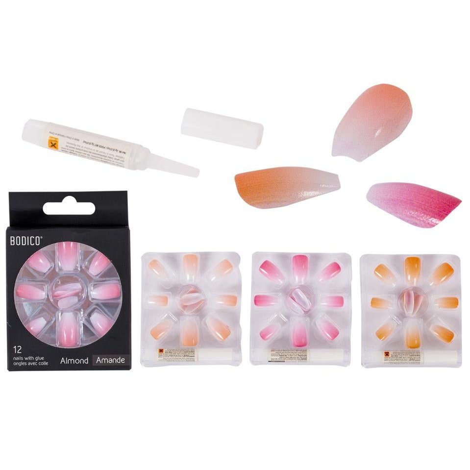 ALMOND NAILS W GLUE 12PK