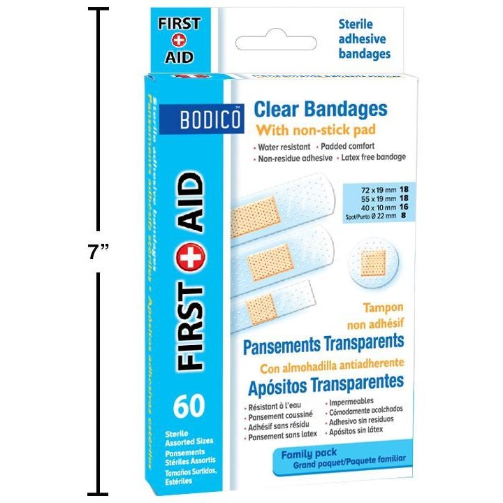 60pc Clear Bandages 4 Sizes