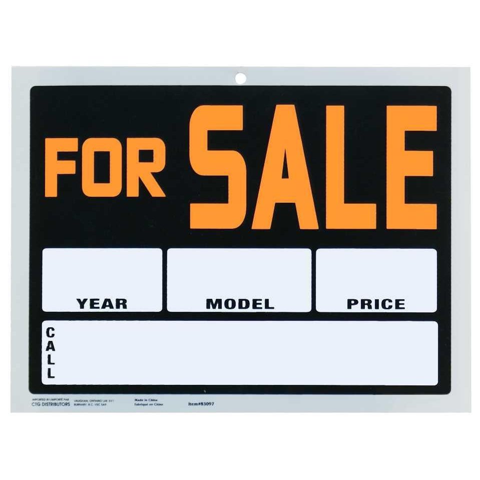 9x12" Pvc Sign "For Sale"