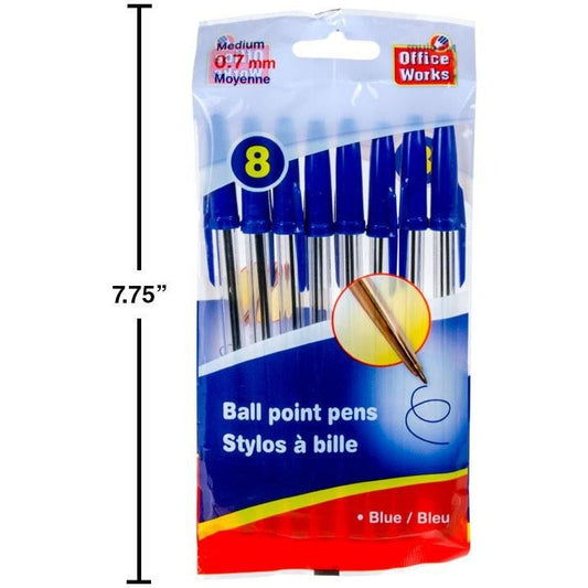 8-pc 6.25" Ball Pens Blue